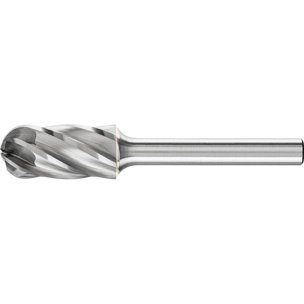 PFERD - SC-5, 1/2" Cut Diam, 1/4" Shank Diam, Carbide Aluma Cut End Cut Cylinder with Radius End Burr - Exact Tooling