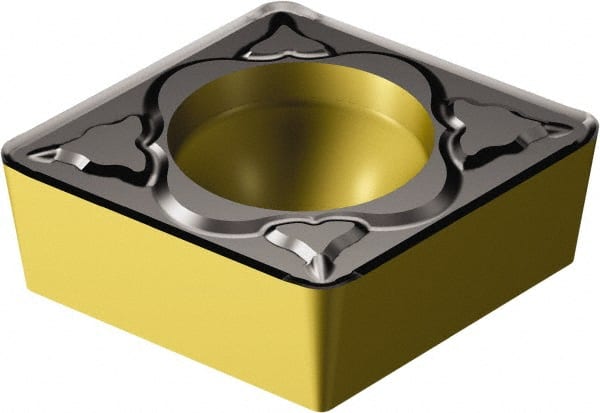 Sandvik Coromant - CCMT32.52 PM Grade 4325 Carbide Turning Insert - TiCN/AI2O3/TiN Finish, 80° Diamond, 3/8" Inscr Circle, 5/32" Thick, 1/32" Corner Radius - Exact Tooling