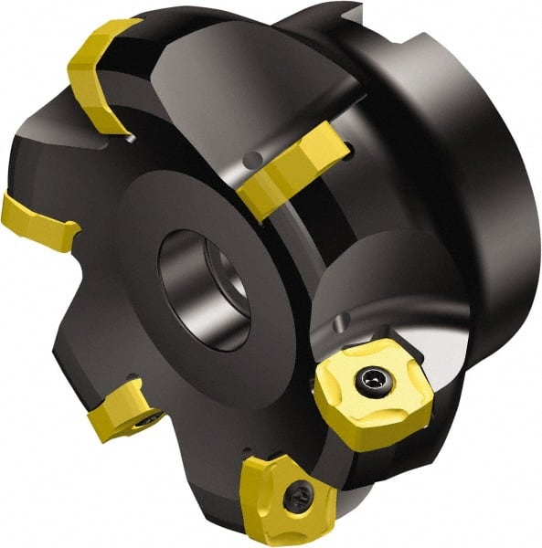 Sandvik Coromant - 127mm Cut Diam, 38.1mm Arbor Hole, 6mm Max Depth of Cut, 65° Indexable Chamfer & Angle Face Mill - 8 Inserts, R365-1505ZNE Insert, Right Hand Cut, Series CoroMill 365 - Exact Tooling