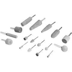 3M - 1/2" Head Diam x 1/2" Thickness, W185, Cylinder End, Aluminum Oxide Mounted Point - Gray, Coarse Grade, 34,500 RPM - Exact Tooling