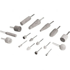 3M - 1/2" Head Diam x 1/2" Thickness, B121, Ball End, Aluminum Oxide Mounted Point - Gray, Coarse Grade, 45,300 RPM - Exact Tooling