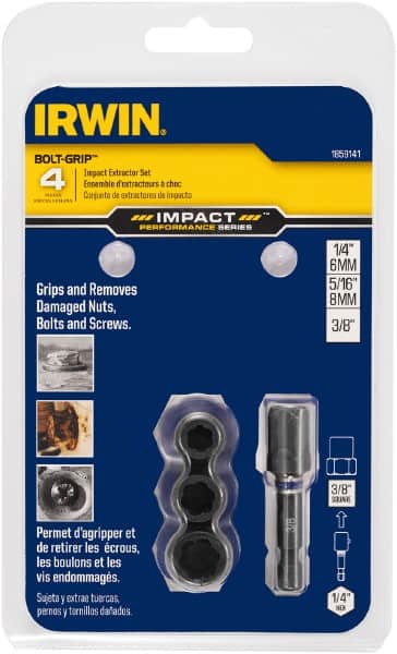 Irwin - 4 Piece Bolt Extractor Set - Clam Shell - Exact Tooling