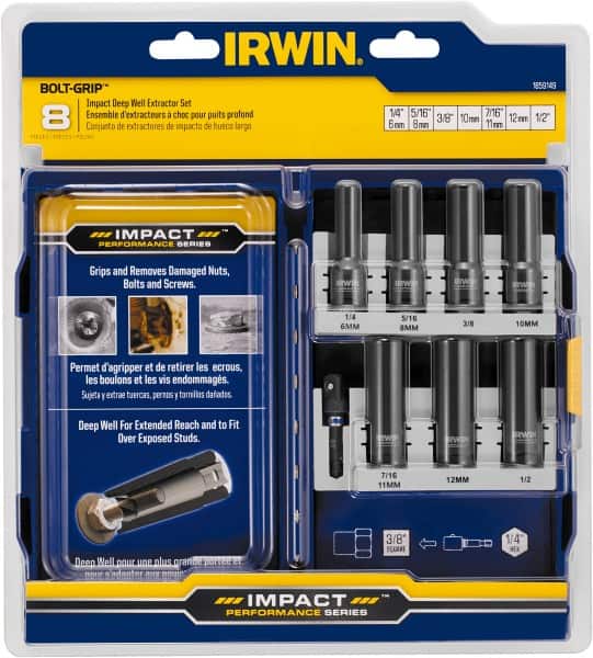Irwin - 8 Piece Bolt Extractor Set - Plastic Case - Exact Tooling