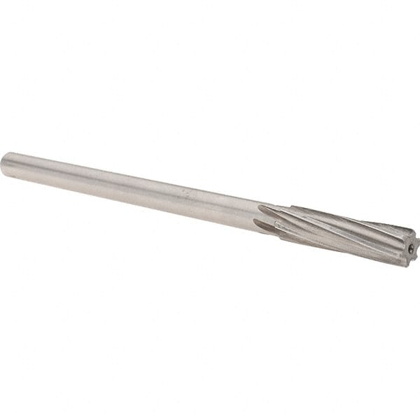 Alvord Polk - 1/2" High Speed Steel 6 Flute Chucking Reamer - Spiral Flute, 0.4355" Straight Shank, 2" Flute Length, 8" OAL - Exact Tooling