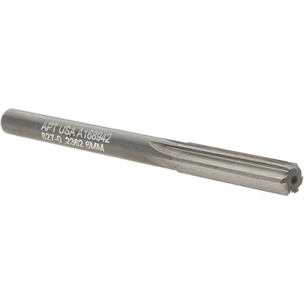 Alvord Polk - 6mm Solid Carbide 6 Flute Chucking Reamer - Straight Flute, Straight Shank, 1" Flute Length, 3" OAL - Exact Tooling