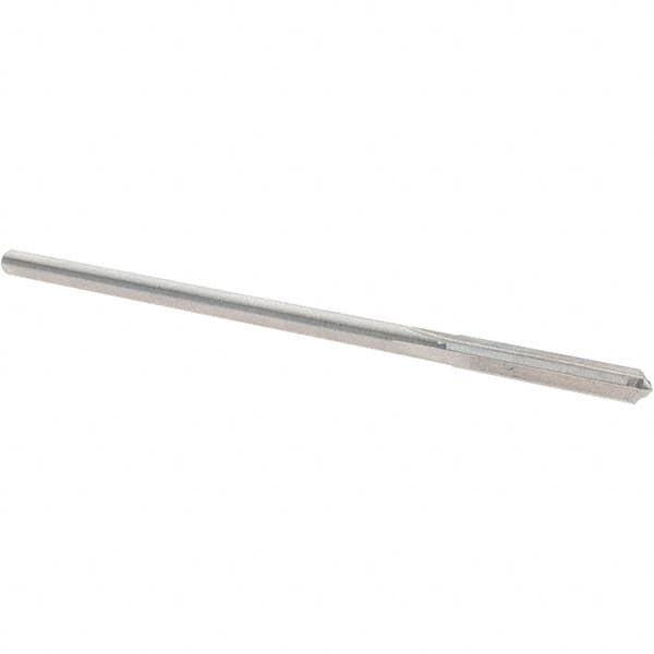 Alvord Polk - 0.1295" High Speed Steel 4 Flute Chucking Reamer - Straight Flute, 0.119" Straight Shank, 7/8" Flute Length, 3-1/2" OAL - Exact Tooling