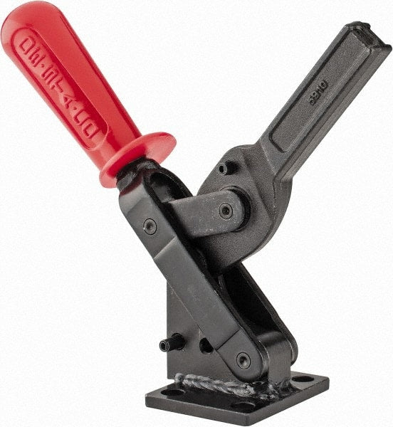 De-Sta-Co - 1,601 Lb Holding Capacity, Vertical Handle, Manual Hold Down Toggle Clamp - 71° Handle Movement, 132° Bar Opening, Solid Bar, Flanged Base, Oxide Finish, Forged Alloy Steel - Exact Tooling
