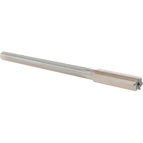 Alvord Polk - 0.472" High Speed Steel 6 Flute Chucking Reamer - Straight Flute, 0.4355" Straight Shank, 2" Flute Length, 8" OAL - Exact Tooling