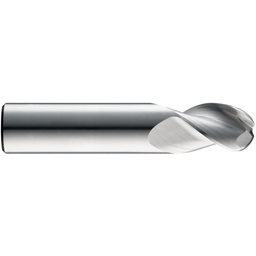 ‎1/2″ Dia. × 1/2″ Shank × 5/8″ DOC × 2-1/2″ OAL, Carbide TiB2, Spiral , 3 Flute, 38° Helix, Ballnose End Mill - Exact Tooling