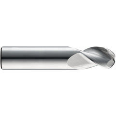 1/2″ Dia. × 1/2″ Shank × 2″ DOC × 4″ OAL, Carbide TiB2, Spiral , 3 Flute, 38° Helix, Ballnose End Mill - Exact Tooling