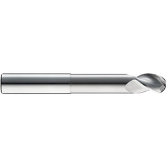 ‎1″ Dia. × 1″ Shank × 1-1/4″ DOC × 5″ OAL, Carbide Uncoated, Spiral , 3 Flute, 38° Helix, Ballnose End Mill - Exact Tooling