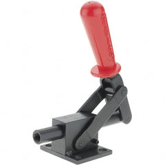 De-Sta-Co - 4,599.59 Lb Load Capacity, Flanged Base, Carbon Steel, Standard Straight Line Action Clamp - 4 Mounting Holes, 0.41" Mounting Hole Diam, 3/4" Plunger Diam, Straight Handle - Exact Tooling