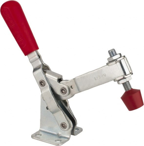 De-Sta-Co - 600 Lb Holding Capacity, Vertical Handle, Manual Hold Down Toggle Clamp - 58° Handle Movement, 103° Bar Opening, U-Bar, Flanged Base, Carbon Steel - Exact Tooling