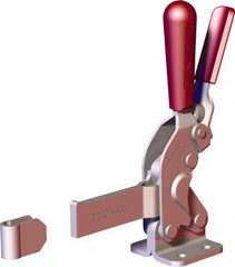 De-Sta-Co - 1,401 Lb Holding Capacity, Vertical Handle, Manual Hold Down Toggle Clamp - 66° Handle Movement, 78° Bar Opening, Solid Bar, Flanged Base, Carbon Steel - Exact Tooling