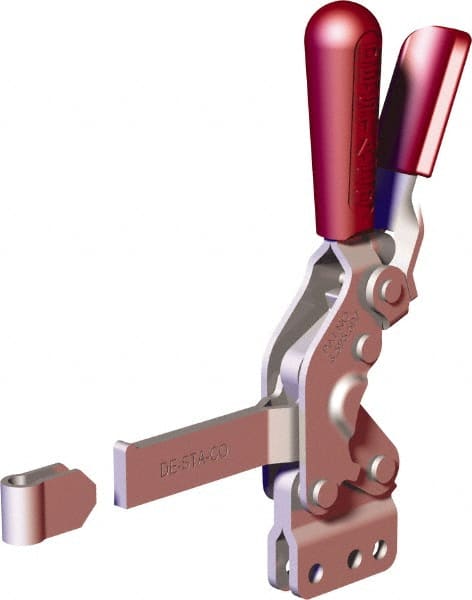 De-Sta-Co - 1,000 Lb Holding Capacity, Vertical Handle, Manual Hold Down Toggle Clamp - 64° Handle Movement, 76° Bar Opening, Solid Bar, Straight Base, Carbon Steel - Exact Tooling