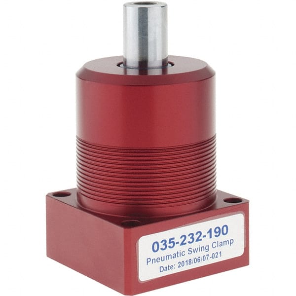 De-Sta-Co - 40 Lb Clamping Force, Right Hand Swing, 26.92mm Total Stroke, Double-Acting Pneumatic Swing Clamp - 10-32 Port, 70.87mm Body Length x 32mm Body Width, 0.99 Cu In, 100 Max psi - Exact Tooling