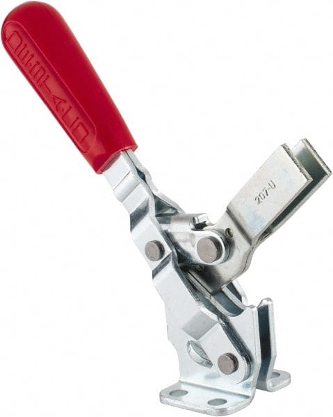 De-Sta-Co - 375 Lb Holding Capacity, Vertical Handle, Manual Hold Down Toggle Clamp - 57° Handle Movement, 99° Bar Opening, U-Bar, Flanged Base, Carbon Steel - Exact Tooling