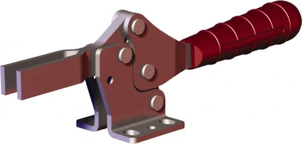 De-Sta-Co - 499 Lb Holding Capacity, Horizontal Handle, Manual Hold Down Toggle Clamp - 56° Handle Movement, 91° Bar Opening, U-Bar, Flanged Base, Carbon Steel - Exact Tooling