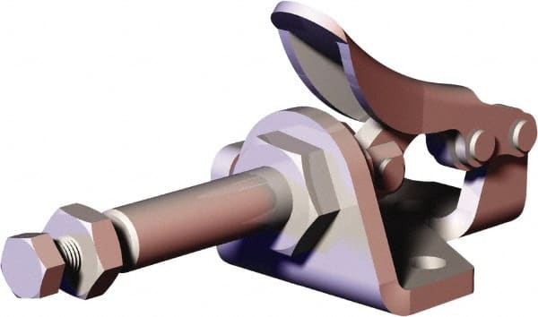 De-Sta-Co - 150.62 Lb Load Capacity, Flanged Base, Stainless Steel, Standard Straight Line Action Clamp - 5 Mounting Holes, 0.19" Mounting Hole Diam, 0.28" Plunger Diam, Thumb Handle - Exact Tooling