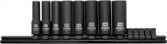 Irwin - 8 Piece 3/8" Drive Deep Well Impact Socket Set - 6 Points, 10mm to 19mm Range, Metric Measurement Standard - Exact Tooling