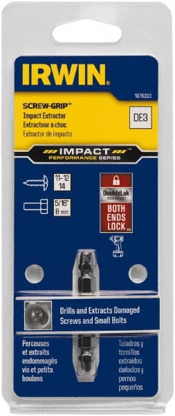 Irwin - Screw Extractor - #3 Extractor, 1/4" Socket, 1/4" Hex, 2" OAL - Exact Tooling