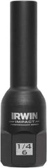 Irwin - 3/8" Drive Reverse Spiral Flute Hex Bolt Remover - 1/4" Hex, 2-1/2" OAL - Exact Tooling