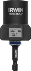 Irwin - 1/2" Drive Reverse Spiral Flute Hex Bolt Remover - 1/4" Hex, 1-3/4" OAL - Exact Tooling