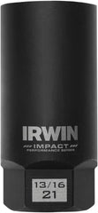 Irwin - 3/8" Drive Reverse Spiral Flute Hex Bolt Remover - 1/4" Hex, 2-1/2" OAL - Exact Tooling