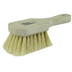 8″ Utility Scrub Brush, White Tampico Fill, Short Handle, Wood Block - Exact Tooling