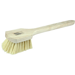 20″ Utility Scrub Brush, White Tampico Fill, Long Handle, Wood Block - Exact Tooling