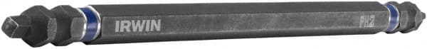 Irwin - #2" Square Size Phillips/Square Screwdriver Bit - 1/4" Hex Drive, 6" OAL - Exact Tooling