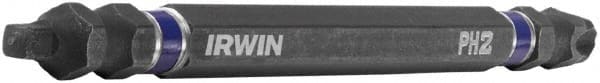 Irwin - #2" Square Size Phillips/Square Screwdriver Bit - 1/4" Hex Drive, 4" OAL - Exact Tooling