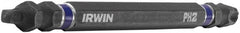 Irwin - #2" Square Size Phillips/Square Screwdriver Bit - 1/4" Hex Drive, 4" OAL - Exact Tooling