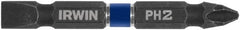 Irwin - #2 Phillips/Slotted Screwdriver Bit - 1/4" Hex Drive, 2-3/8" OAL - Exact Tooling