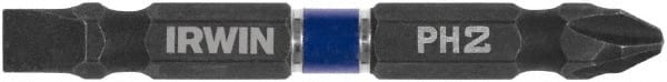 Irwin - #2 Phillips/Slotted Screwdriver Bit - 1/4" Hex Drive, 2-3/8" OAL - Exact Tooling