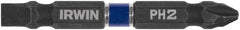 Irwin - #2 Phillips/Slotted Screwdriver Bit - 1/4" Hex Drive, 2-3/8" OAL - Exact Tooling