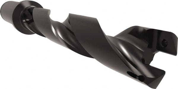 Allied Machine and Engineering - Series 24, 24 to 26mm Diam, 1" Diam Straight Shank with Flange, Helical Flute Spade Drill - 5-1/8" Max Depth, 6-17/32" Body Length, 8-13/16" OAL, Standard Length, Through Coolant - Exact Tooling