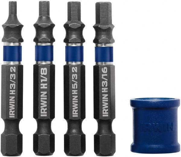Irwin - 5 Piece, Bit Set - 3/32 to 3/16" Hex, Hex Point - Exact Tooling