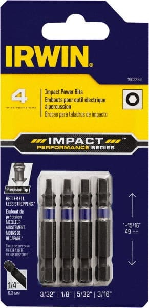 Irwin - 4 Piece, Bit Set - 3/32 to 3/16" Hex, Hex Point - Exact Tooling