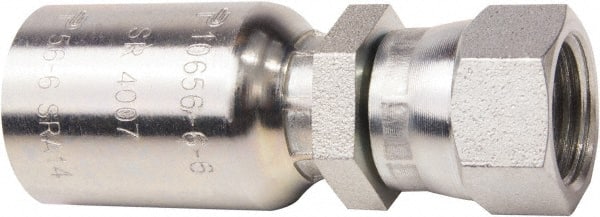 Parker - 7/16-20 JIC Steel Hydraulic Hose Female JIC 37/45° Dual Flare Swivel Straight Fitting - 6,000 psi, -4 Hose Size, 1/4" Hose Diam - Exact Tooling