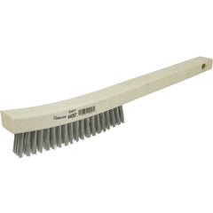 Hand Wire Scratch Brush, .012 Stainless Steel Fill, Curved Handle, 4 × 18 Rows - Exact Tooling
