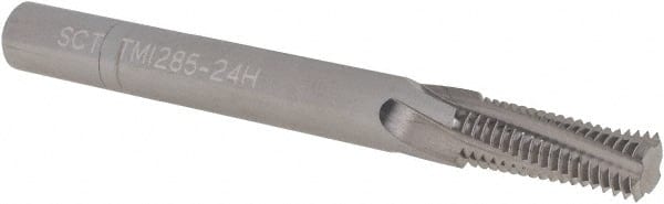 Scientific Cutting Tools - 3/8-24 UNF, 0.285" Cutting Diam, 4 Flute, Solid Carbide Helical Flute Thread Mill - Internal Thread, 0.766" LOC, 3" OAL, 5/16" Shank Diam - Exact Tooling