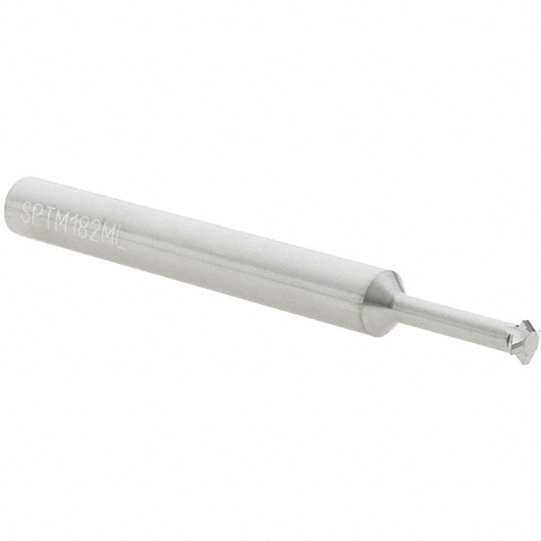 Scientific Cutting Tools - 18 to 56 TPI, Internal/External Single Profile Thread Mill - 1/4" Noml Diam, 0.182" Cut Diam, 1/4" Shank Diam, 4 Flute, 0.104" Neck Diam, 0.53" Neck Length, 2-1/2" OAL, Bright Finish - Exact Tooling