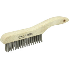 Hand Wire Scratch Brush, .012 Stainless Steel Fill, Shoe Handle, 4 × 16 Rows - Exact Tooling