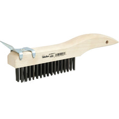 Hand Wire Scratch Brush w/Scraper, .012 Steel Fill, Shoe Handle, 4 × 16 Rows - Exact Tooling