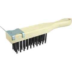 Hand Wire Scratch Brush w/Scraper, .012 Steel Fill , 4 × 11 Rows - Exact Tooling