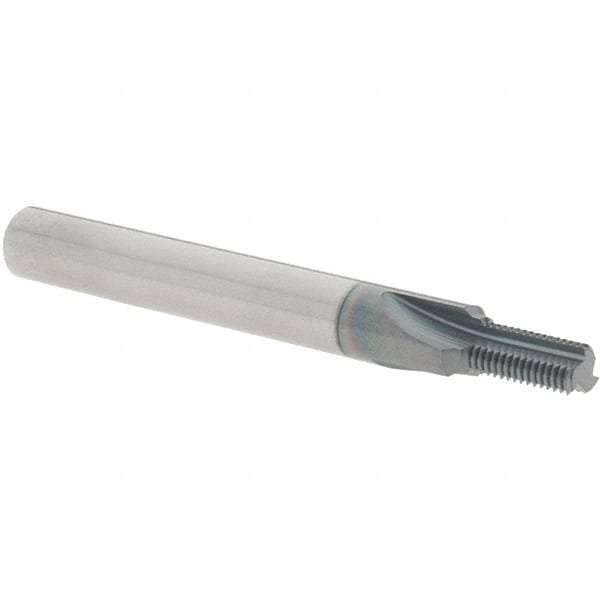 Scientific Cutting Tools - 1/4-40 Thread, 1/4" Shank Diam, AlTiN+ Coating, Solid Carbide Straight Flute Thread Mill - 3 Flutes, 2-1/2" OAL, 1/4" Min Noml Diameter - Exact Tooling
