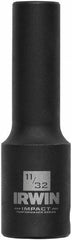 Irwin - 3/8" Drive 11/32" Deep Thin Wall Impact Socket - 6 Points, 2-1/2" OAL - Exact Tooling
