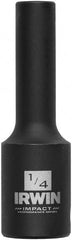 Irwin - 3/8" Drive 1/4" Deep Thin Wall Impact Socket - 6 Points, 2-1/2" OAL - Exact Tooling