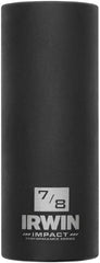 Irwin - 1/2" Drive 7/8" Deep Thin Wall Impact Socket - 6 Points, 3-1/4" OAL - Exact Tooling